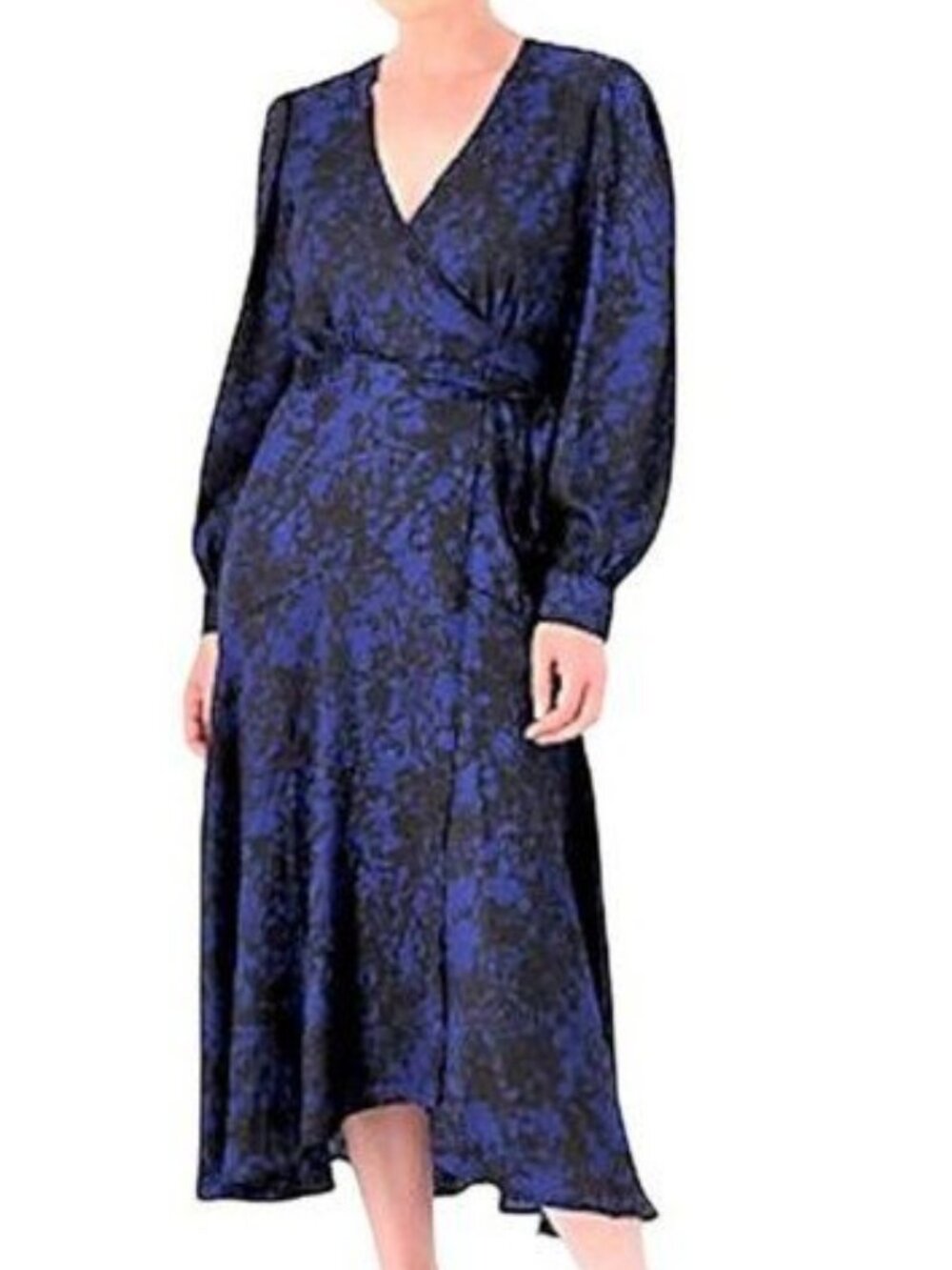 Susan Graver Occasions Printed Woven Jacquard Wrap Dress SMALL PETITE (1001)